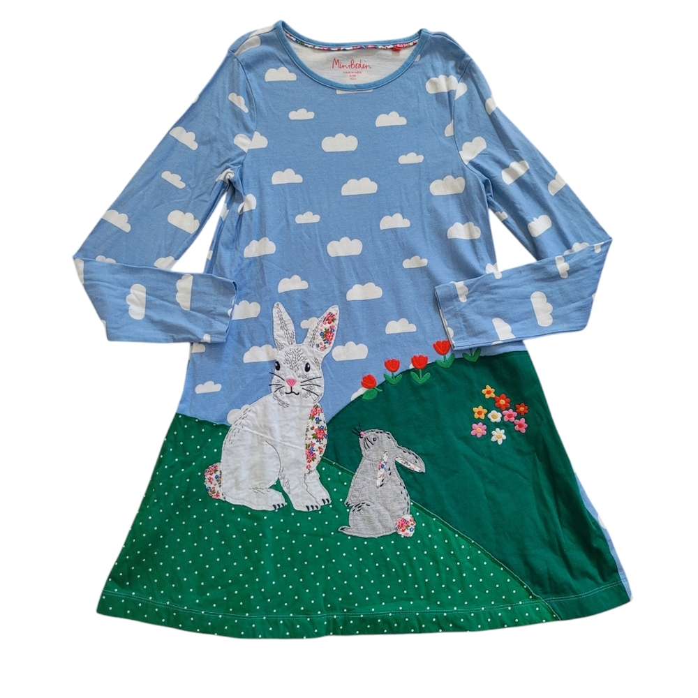 Mini Boden Blue and Green Bunny Dress